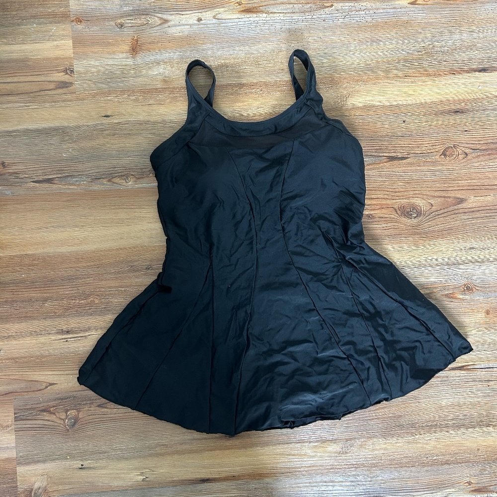 black Swimdress size large. Mesh detail. Excellent condition